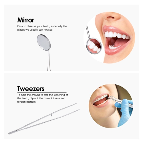 3pcs/pack Dental Hygiene Tools Kit Dentist Set Dental Probe Mirror Tweezers Stainless Steel Teeth Care Cleaning