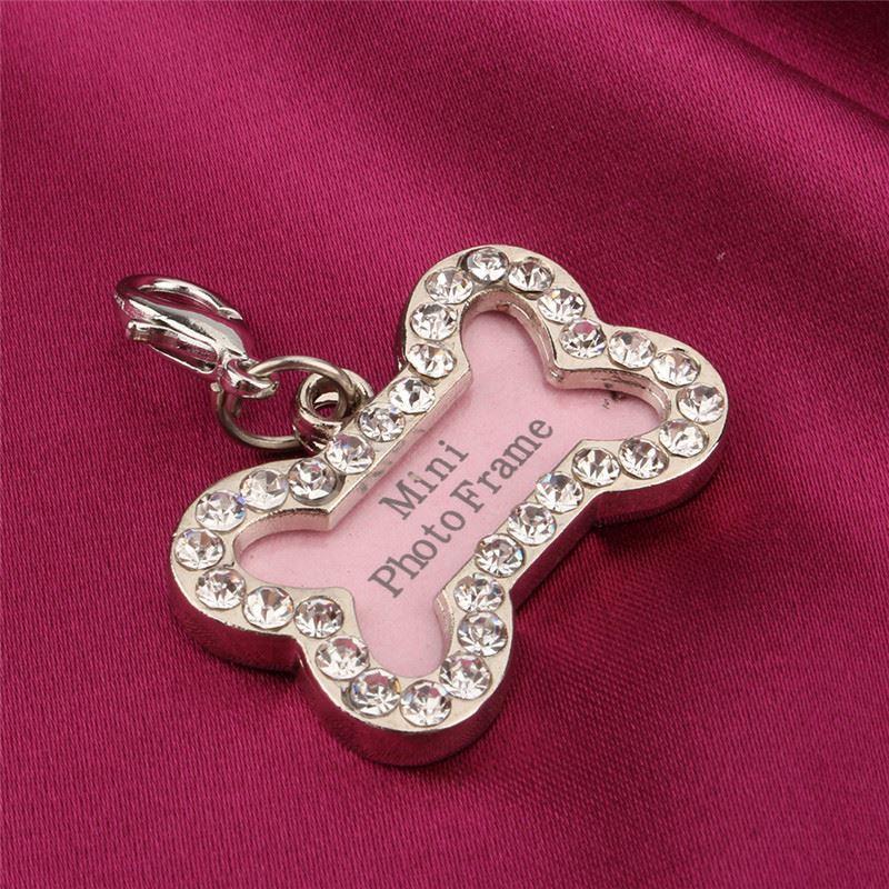 S Size Stainless Steel Pet Cat Dog ID Tags Personalized Bone Shaped Dog Tag Pink