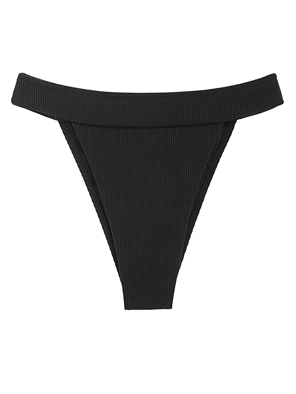 ZAFUL T-cut Textured Bikini Bottom L Black