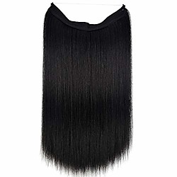 Halo Hair Extensions Invisible Elastic Wire Hidden Hairpieces No Clip No Glue No Tape Heat Resistant Synthetic Fiber S90-#1B