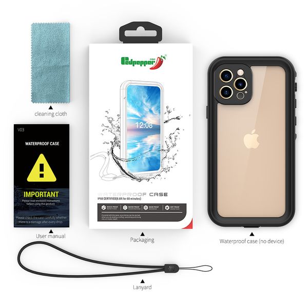 IP68 Redpepper Waterproof Cases Diving Swimming Built-in Screen Protector Full Body Underwater For iPhone 14 13 Mini 12 11 Pro Max Samsung S21 Plus S22 Ultra Note 20