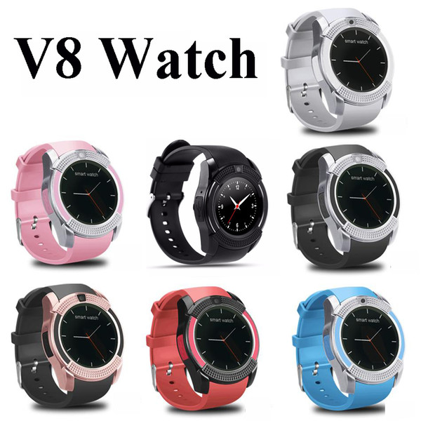 v8 smart watch bluetooth watches android with 0.3m camera mtk6261d smartwatch for android phone micro sim tf card with retail package