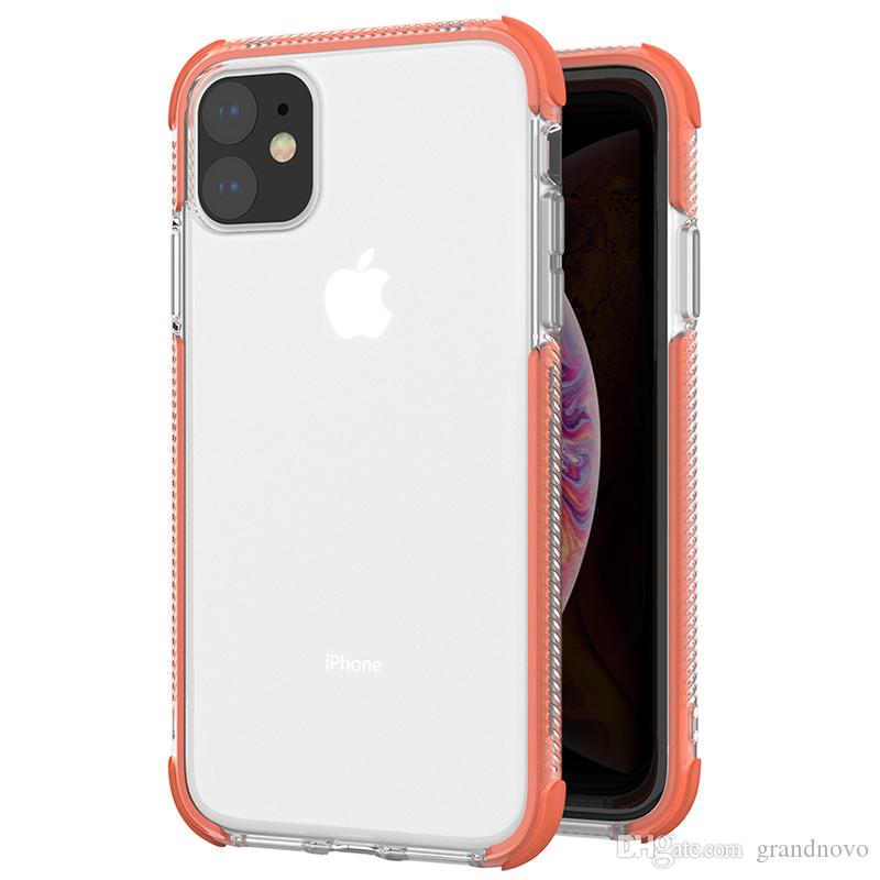Heavy Duty Defender Corners Rubber Armor 2 in 1 Shockproof Transparent Hard TPU Case Clear Cover for iPhone 11 Pro Max XS XR X 8 7 6 6S Plus