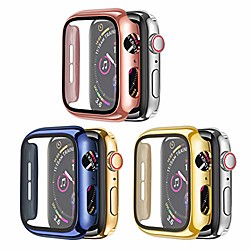 Smart watch Case 3 pack hard case compatible with apple watch series 6 se s 5 4 40mm hard pc case slim tempered glass screen protector overall protective cover for iwatch rose-pink dark-blue gold Lightinthebox