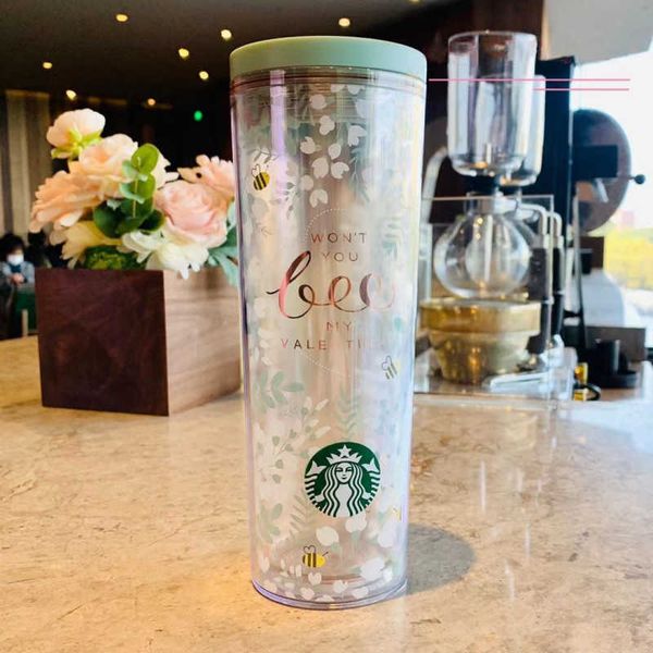 Starbucks Valentine's Day Mug Little Bee 473 ML plastic accompanying cute fresh water cup