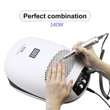 140W 3 IN 1 Nail Dryer Electric Nail Drill Machine With Nail Dust Suction Collector Vacuum Cleaner Nail Art Equipment