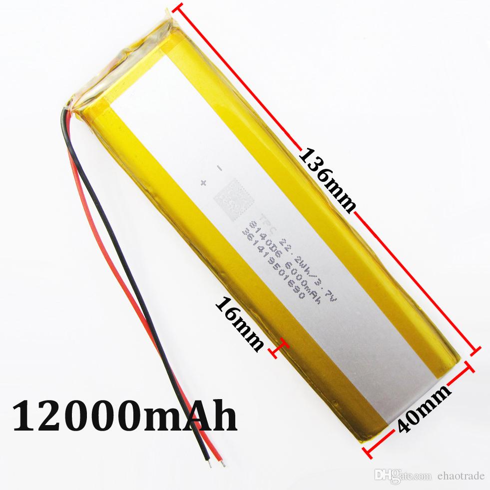 Model 1640138 3.7V 12000mAh Lithium Polymer LiPo Rechargeable Battery For DVD PAD Mobile phone GPS Power bank Camera E-books Recoder TV box