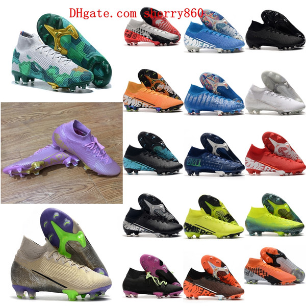 2018 new arrival mens soccer cleats mercurial superfly 7 elite njr cr7 fg soccer shoes high ankle football boots neymar ronaldo tacos de fu