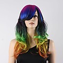 largas multicolores sintético pelucas onduladas de la banda lateral