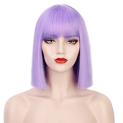 Cleopatra Wig Pink Wig With Bangs Short Bob Wigs For Women Shoulder Length Cosplay Wig Heat Resistant Synthetic Wigs Party Daily Use Wig ChristmasPartyWigs Lightinthebox