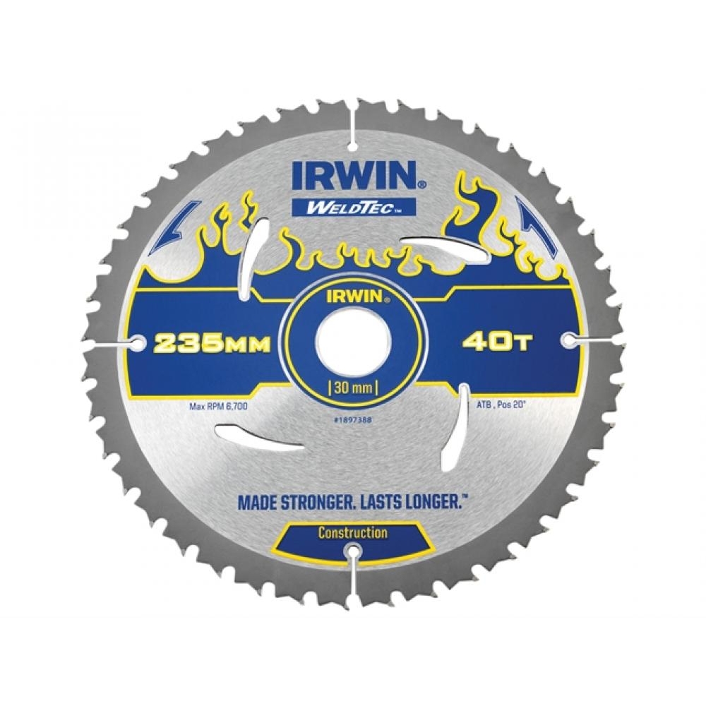 Irwin Weldtec Circular Saw Blade 235 x 30mm x 40T ATB