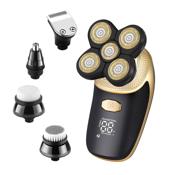 Electric Razor for Men 5 in 1 Bald Men Shaver Beard Trimmer Grooming Kit Rotary Shaver Waterproof Electric Shaver USB Rechargeable