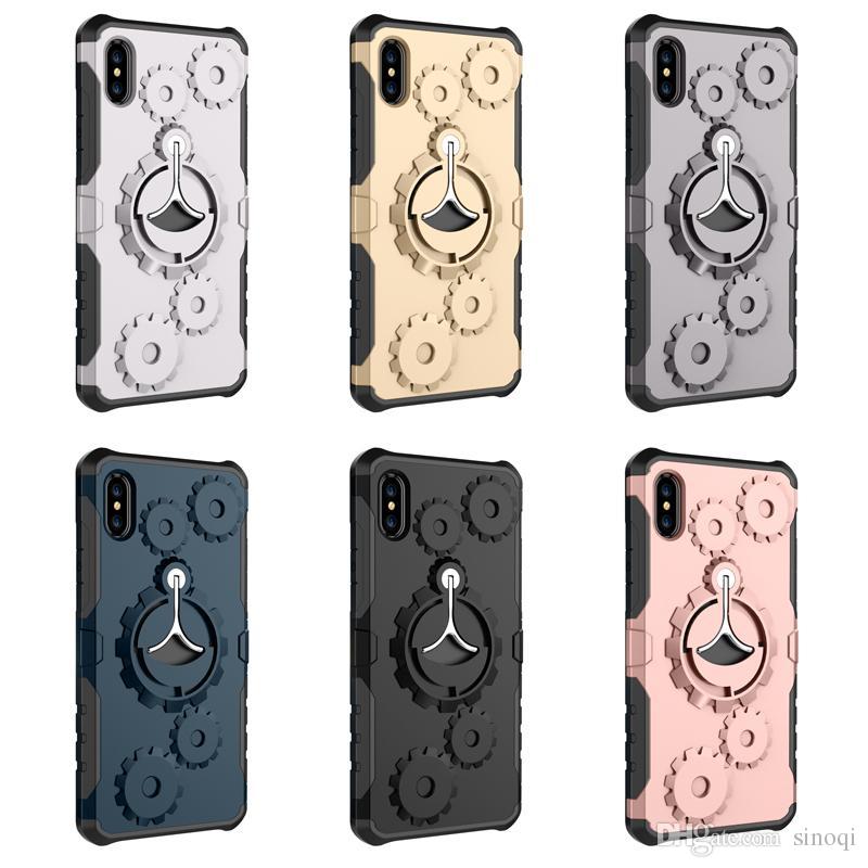 Phone Cases Ring Button Kickstand Armor TPU Cases For Apple Iphone 6s Plus Ihone 7 8 X Case Full Package 6 Colors