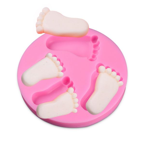 Foot Shape cake mould silicone chocolate molds pink baby sugar decorating mold DIY baking tool handmade cute soap 122141