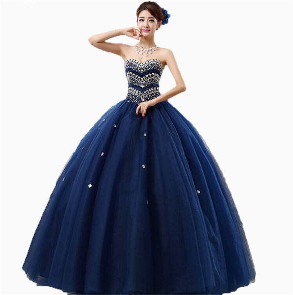2018 Fashion Crystal Ball Gown Quinceanera Dresses With Beading Sequined Tulle Sweet 16 Dress Plus Size Lace Up Vestido De 15 Anos BQ03
