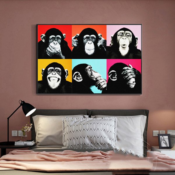 Colorful Monkey Canvas Paintings Animal Art Posters Print For Living Room Wall Art Cuadros Pictures Home Decor
