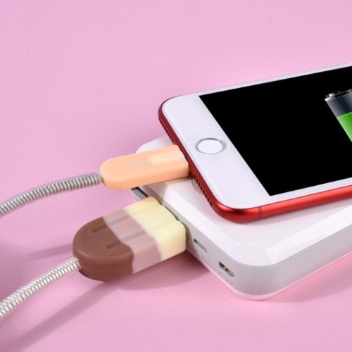 Multifunción Helado de Datos de Silicona Cables de Protección de Cable de Carga USB Manga Winder con Ventosa para Smartphone (Estilo 1)