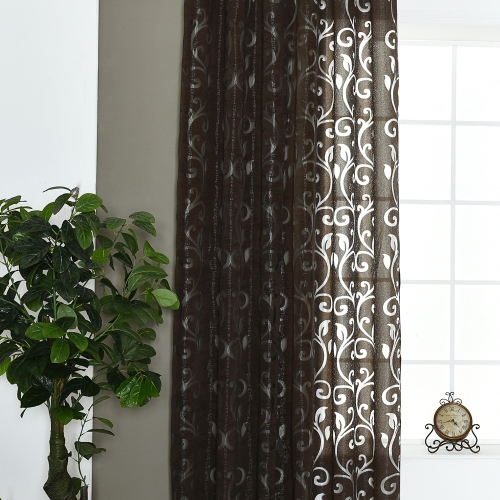 39 * 98 inches Polyester Semi-Blackout Grommet Top Window Curtain Panel Living Room Bedroom Hotel Voile Curtain Drape--Grey