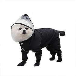 Pet Raincoat, Dog Hoodies Raincoat Onesie Waterproof Rain Jacket  Rain Boots Jumpsuit Rain Poncho for Cats Puppy Small Dogs (XL-Black) Lightinthebox