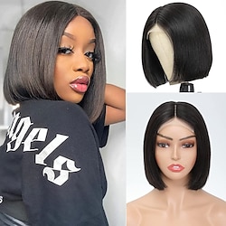 Short Straight Bob Wigs Human Hair 4x1 Lace T Part Bob Human Hair Wigs For Black Women Bob Wigs Human Hair Brazilian Virgin Hair 150% Density Pre Plucked with Baby Hair Natural Color Lightinthebox