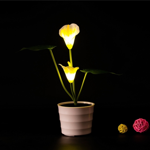2 LEDs Solar Powered Calla Lily Flower LED Light Night