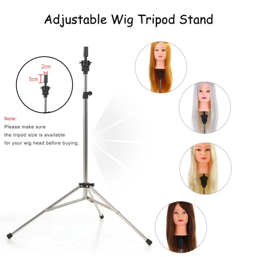 Anself Adjustable Wig Head Stand Tripod Holder Mannequin Head Tripod Stainless Steel Hairdressing Tripod Stand Manikin Tripod Stand