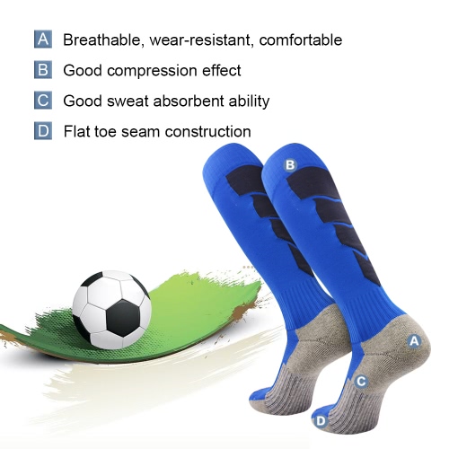 2 Pairs Men's Breathable Wicking Knee High Soccer Socks Sport Athletic Compression Football Socks for US 7.5-10.5 / UK 6.5-9.5 / EU 40-46 Black