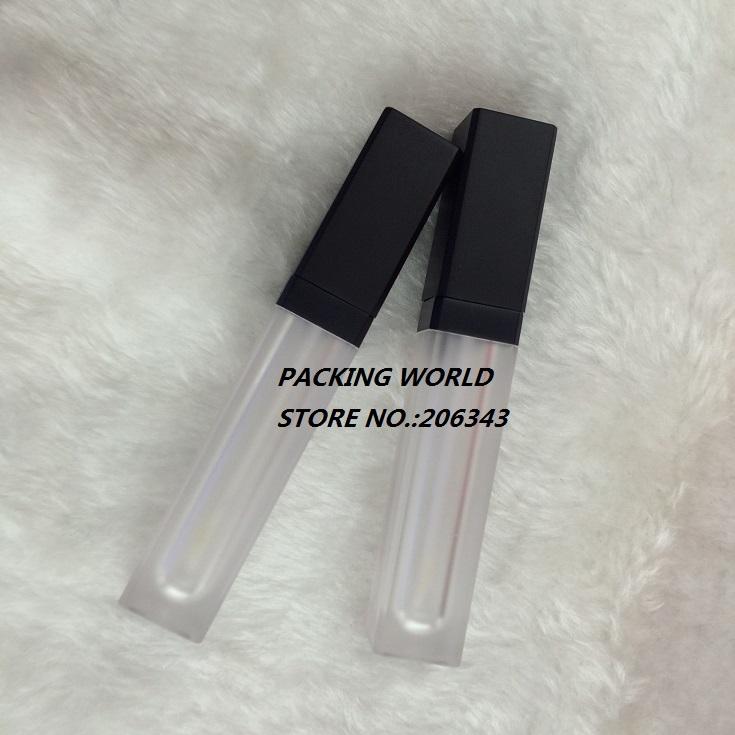 6ml square shape frosted lip cream tube lip gloss with black lid for lip oil/lip gloss cosmetic packing