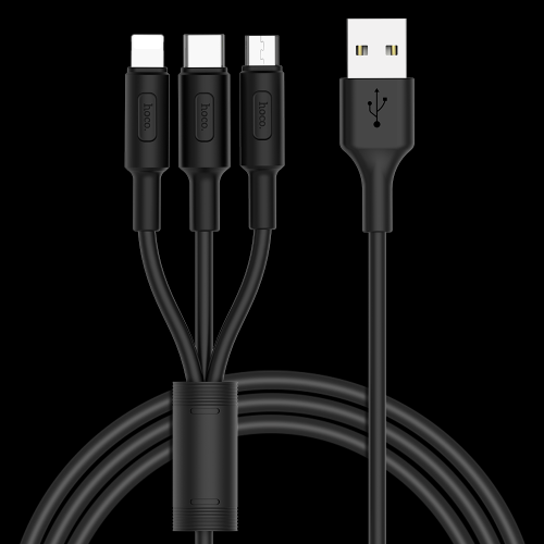 Hoco. Cable de cargador X25 3in1 USB para iPhone X / 8/7 / 6s / 5s Samsung Huawei para Apple, para Andriod Tipo C Cable de carga de datos Micro Sync USB para iPad 1m