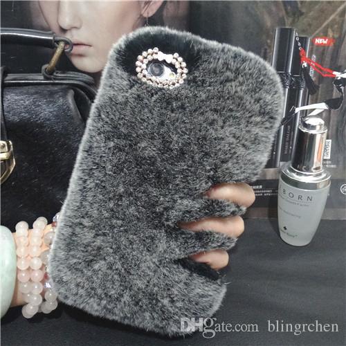Bling Rabbit Hair Soft Smooth Touch Fur Case Shockproof Protective Girl Lady Cover for Apple iPhoneX Xs Max XR 6 6S 7 8 Plus 5S E S6 GALAXY