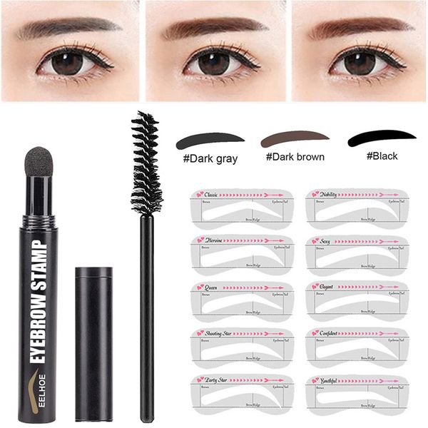 2023 Template One Step Eyebrow Stamp Shaping Kit Set Makeup Magic Brow Stencil Brush Enhance Cosmetics Eyebrow Gel Tint