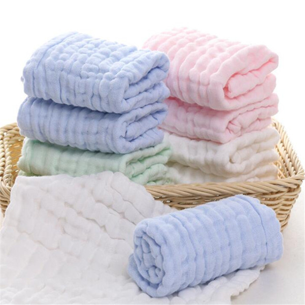 30*30cm 1pc solid yarn cotton towel for kids chidren six layers of gauze water-absorption