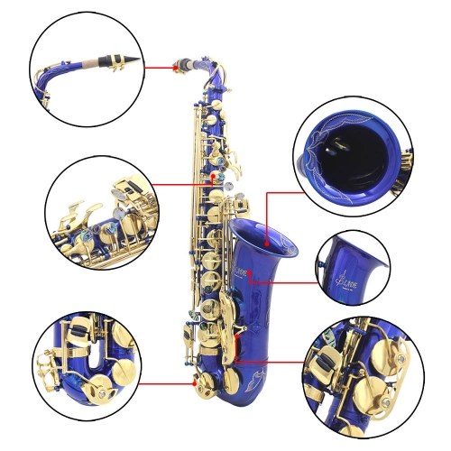 LADE Brass Engraved Eb E-Flat Alto Saxophone Sax