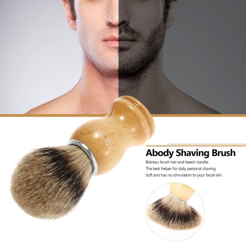 Abody Men's Blaireau Shaving Brush Male Hair Brush for Beard Cleaning Shave Facial Brush with Beech Handle for Razor Face Cleaning Tool