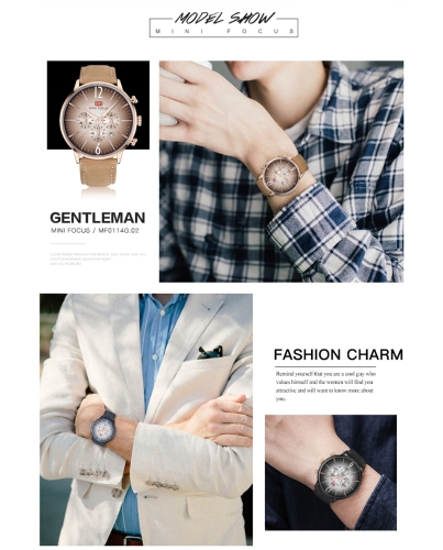 MINI FOCUS MF0114G-01 Fashion Genuine Leather Watches