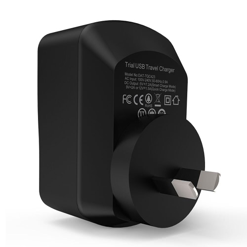 Arealer Quick Charger 3.0 Trial 42W USB Wall Charger with Two Smart USB Charger One Qualcomm Certified QC 3.0 Foldable Plug for Samsung Galaxy S7/S6 Note LG HTC iPhone