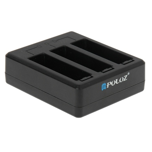 PULUZ PU133 Cargador de batería de 3 canales para mini cámaras deportivas Accesorios para cargador