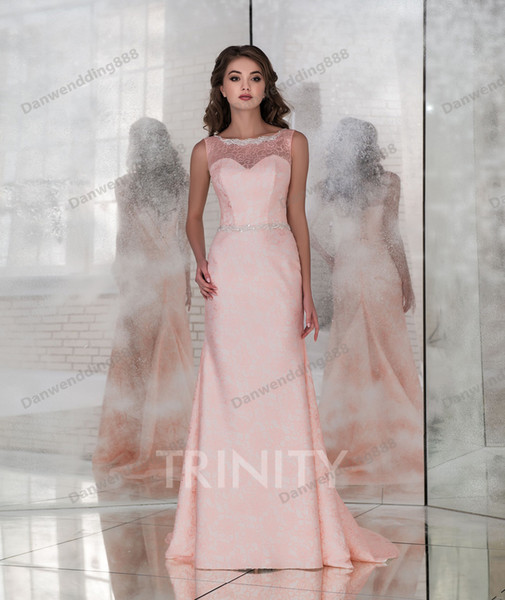 Beauty Pink&White Lace Scoop Beads Mermaid Wedding Dresses Bridal Pageant Dresses Wedding Attire Dresses Custom Size 2-16 ZW713266