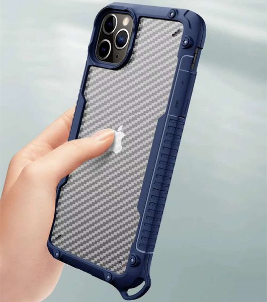 New Acrylic + TPU + Carbon Fiber 3 In 1 Anti-fall Mobile Phone Case For iPhone 12 11 Pro Max XR X XS Max 7 8 6S Plus With Fashional Lanyard