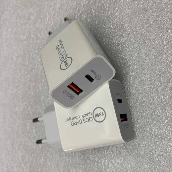 PD Wall Charge OEM 18W 20W Quick Charger QC 3.0 Type C USB EU US Plugs Fast Charging Adapter USB-C Home Power Adapters Without Package