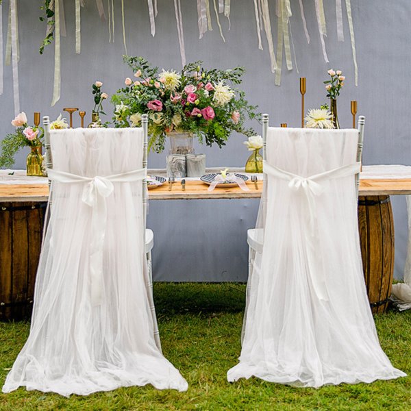 Long Mesh Chair Cover Wedding Banquet Hotel Dining Chair Cover Outdoor Chair Skirt Decoration 1 Piece Per Pack(The logistics price Pls Contact us)