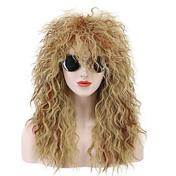 Men Women Long Curly Orange Mix Blonde 70S Heavy Metal Rocker Wig 80S Costume Anime Wig (Only Wig without Glasses) Lightinthebox
