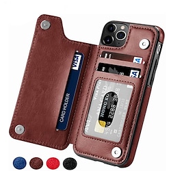 Phone Case For Apple Wallet Card iPhone 14 Pro Max 13 12 11 Pro Max Mini X XR XS 8 7 Plus with Stand Leather Magnetic Flip Solid Colored PU Leather miniinthebox