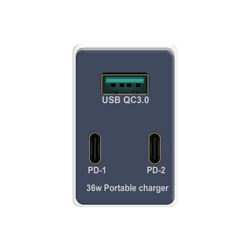 WLX-X3 3 ports USB + chargeur de type C double adaptateur PD + QC3.0 Charge rapide tête de chargeur portable pour tablette / téléphone prise américaine