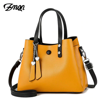 ZMQN Women Leather Handbag 2019 Casual Crossbody Bag Yellow Bags Ladies Designer Handbags High Quality Shoulder Bags Female A818