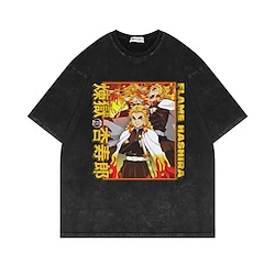 Demon Slayer: Kimetsu no Yaiba Kamado Tanjiro Hashira T-shirt Oversized Acid Washed Tee Print Graphic T-shirt For Men's Women's Unisex Adults' Hot Stamping 100% Cotton Casual Daily Lightinthebox
