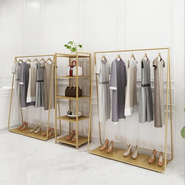 Clothing store vertical clothes hanger Commercial Furniture Household bedroom iron hat rack floor booth simple cloth display racks