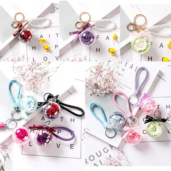 Decorative Flowers & Wreaths Immortal Flower Car Hanging Key Chain Wholesale Creative Yonghua Acrylic Ball Valentine's Day Gift To Send