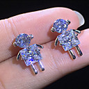 Women's AAA Cubic Zirconia Stud Earrings Geometrical Cartoon Trendy Korean Earrings Jewelry Silver For Street Prom 1 Pair