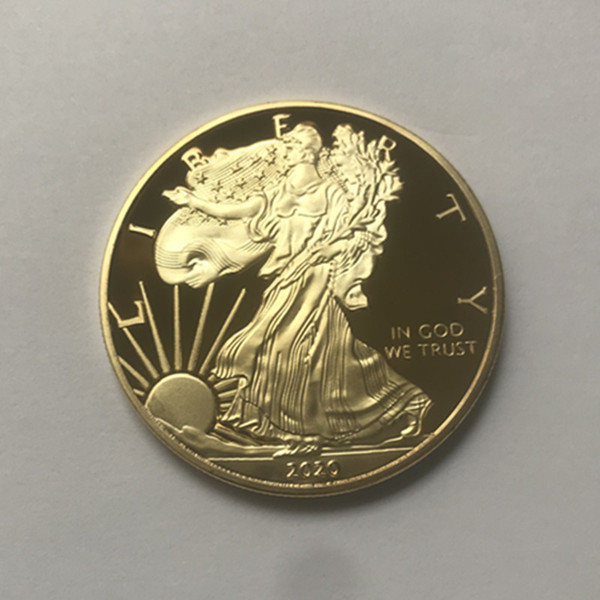 10 Pcs The Freedom Eagle 2020 badge 24K gold plated 40 mm commemorative coin American statue liberty souvenir drop shipping acceptable coins